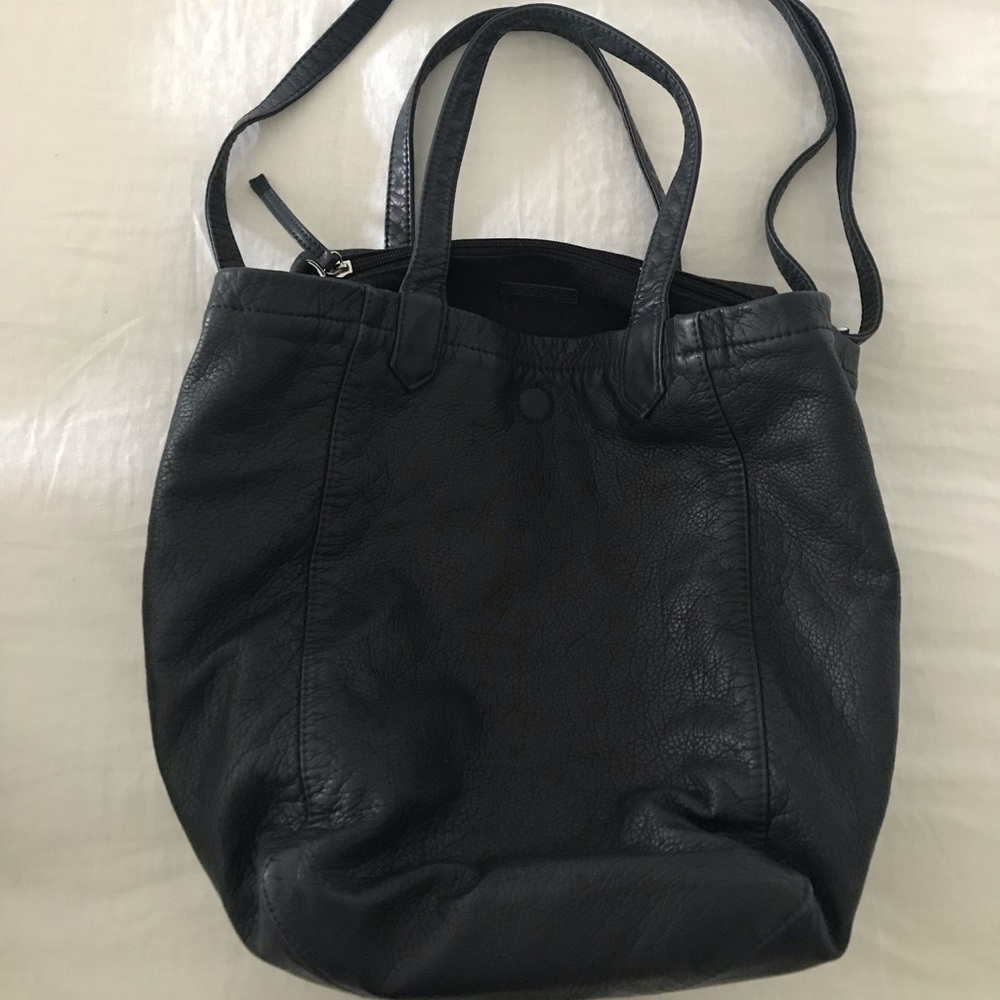 Anthropologie boho navy blue leather bag